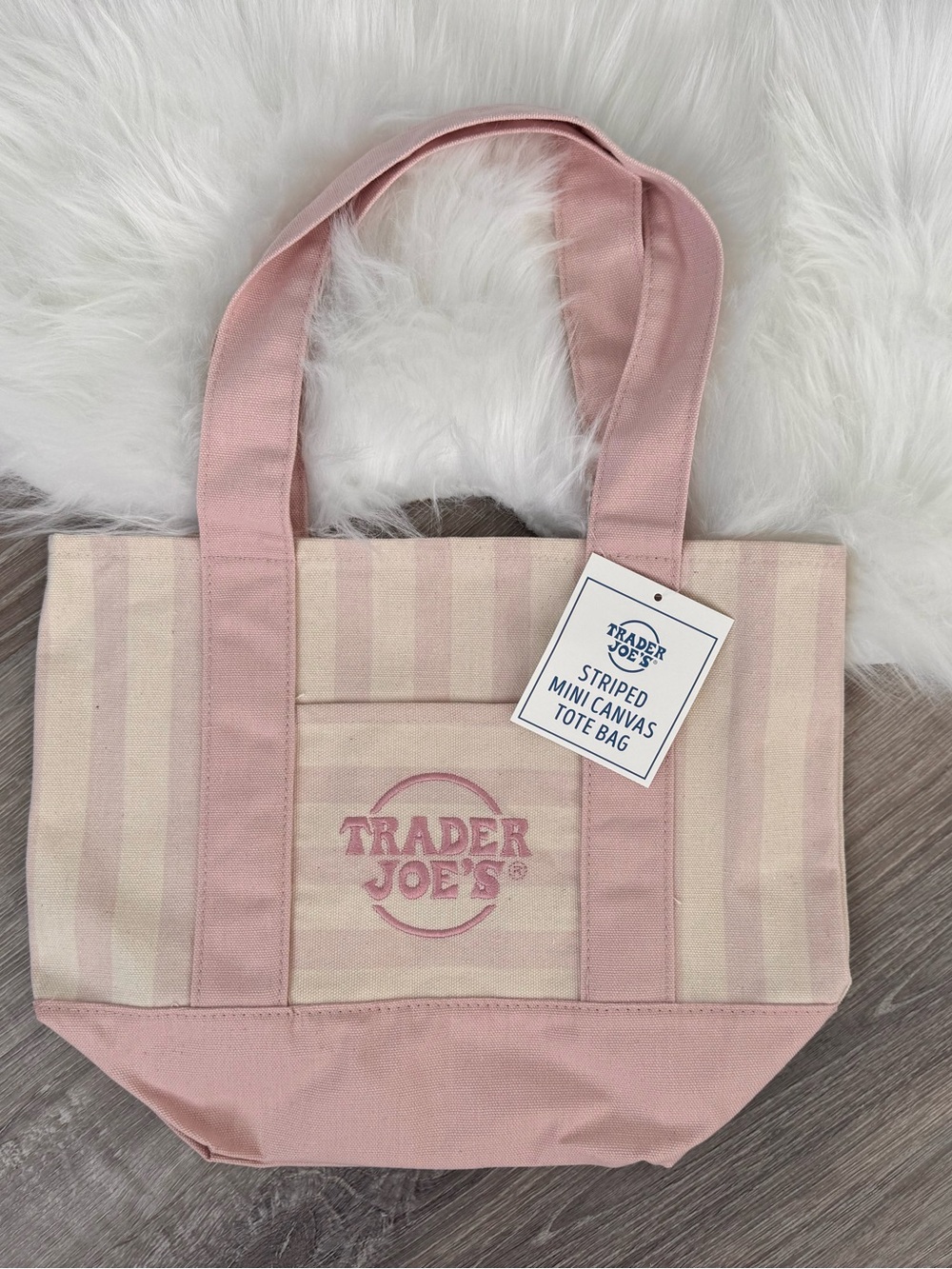 💞Limited Edition Trader Joe’s Mini Tote Bag - Light Pink Striped Summer 2026